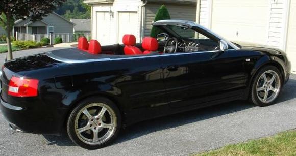 Audi S4 Black Cabriolet with Red Top and Red Interior