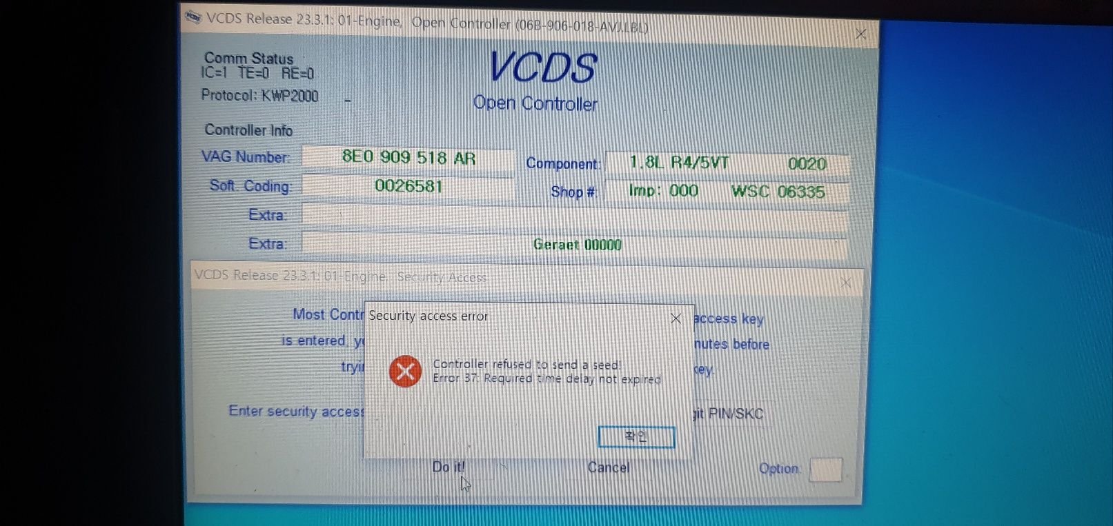 I purchased a VCDS, but because I don't know the "security access key