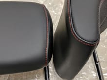 Euro (Short) Rear Leather Headrest: Black + Crescendo Red Stitching