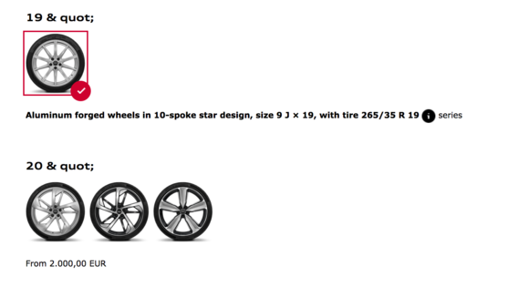 B9 RS5 wheel options: Germany