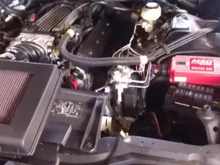 Blue Thunder's engine compartment. LT1 with 306 Comp Roller Cam, Ported &amp; Polished heads, K &amp; N filter, BBK twin 58 mm throttle bodies, NGK plugs, MSD wires, MSD 6AL digital ignition box, MSD coil, Hooker Headers.