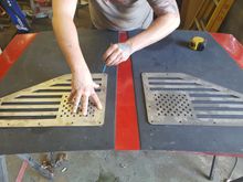 Marking out the lines to make the cuts in the hood for these awesome hood vents.