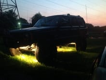 Under lights I have installed to my jeep , and a good sunset . You can also see my cb radio antenna