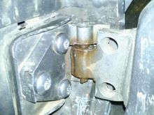 Lower hinge after cutting, aligning and re-installation.