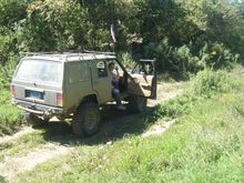 my wife sitting there while I'm looking for new obstacles on foot