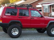 Chris's 96 xj   5.5 long arm Iron rock lift.