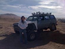 My wife taking the jeep out