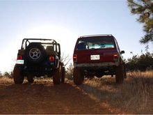 At the top of the mountain.  Not too bad for a stock 90 model with a lift.  Kept up with the YJ just fine.  Now I am obsessed.