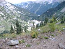 Governor Basin Road
Looking east at the Revenue-Virginius Mine, 1,000' below.
