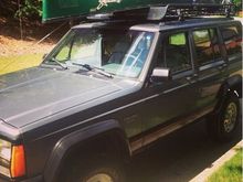 2013 jeep XJ canoeing down the chattahoochee