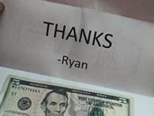 ryan bought a sticker via cash in the mail... love the note haha