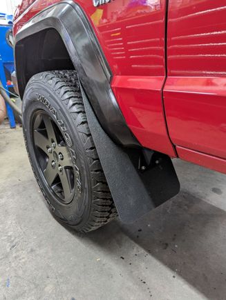 Made some front mud flaps out of three millimeter ABS sheeting. 