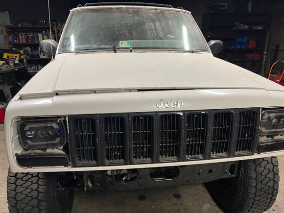 Header panel on, lights in. Also noticed here that my hood only latches on one side… added to list 