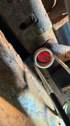 Exhaust hangar/fuel tank heat shield 18mm shouldered-bolt. Took about a minute to get this bigger bolt hot. 