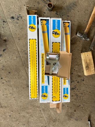 Bit the bullet and got some Bilsteins. A flag nut kit came in handy for the rear shocks. 