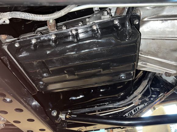 Painted and installed! The transmission is ready for fluid now. 