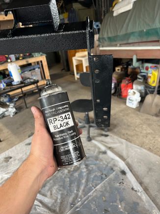 I’ve now made it a habit to use RP-342 before fastening two metal surfaces together on this project. I applied some to the mounting surface of the hitch receiver before bolting it to the frame. 