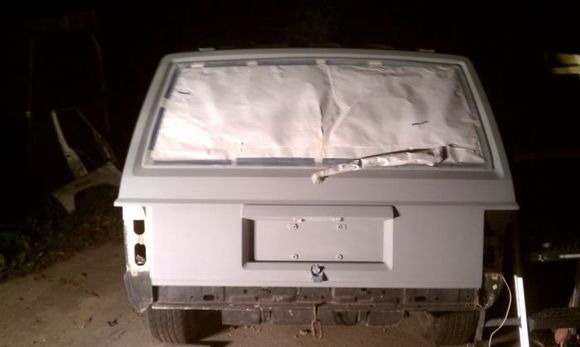 REAR hatch primed and ready for rhino liner