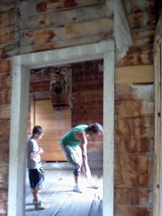 Gustavson House, Animas Forks Colorado, checking the indoor root cellar.