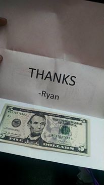 ryan bought a sticker via cash in the mail... love the note haha