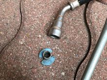 I used this 3/8’s line tool to remove the fuel rail end , gently push down, then insert the tool and push into the fitting a slide it up and off the pipe