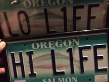 New HI L1FE plates for my HHR. The LO L1FE plates are on my blacked out '77 Cordoba.