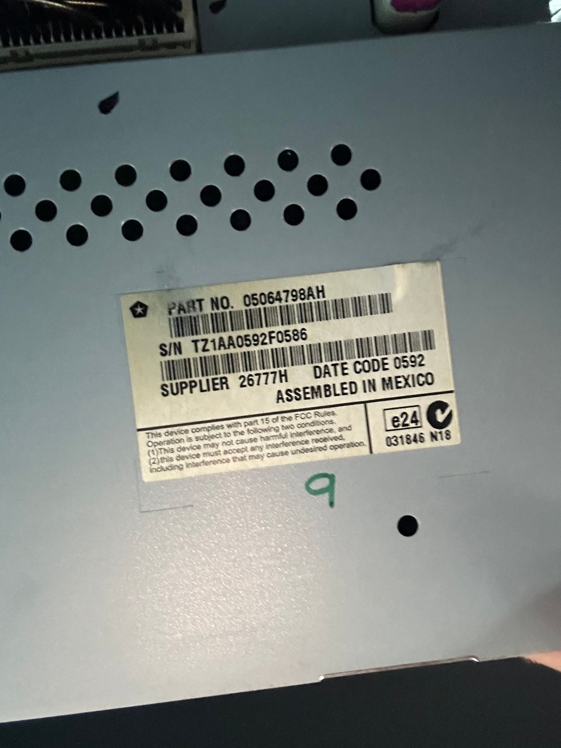 Serial Number TZ1AA0592F0586