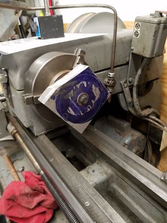 Slowly cutting this on the lathe...