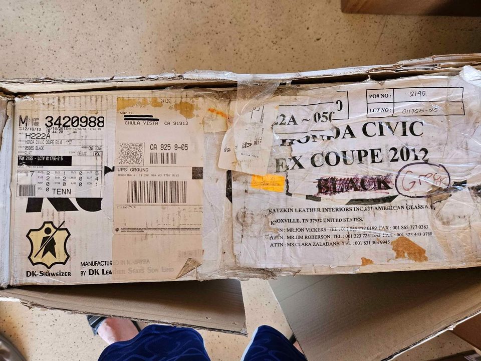 Interior/Upholstery - 2012-15 Civic Coupe Katzkin genuine leather seat covers-Grey - New - 2012 to 2015 Honda Civic - Murrieta, CA 92563, United States