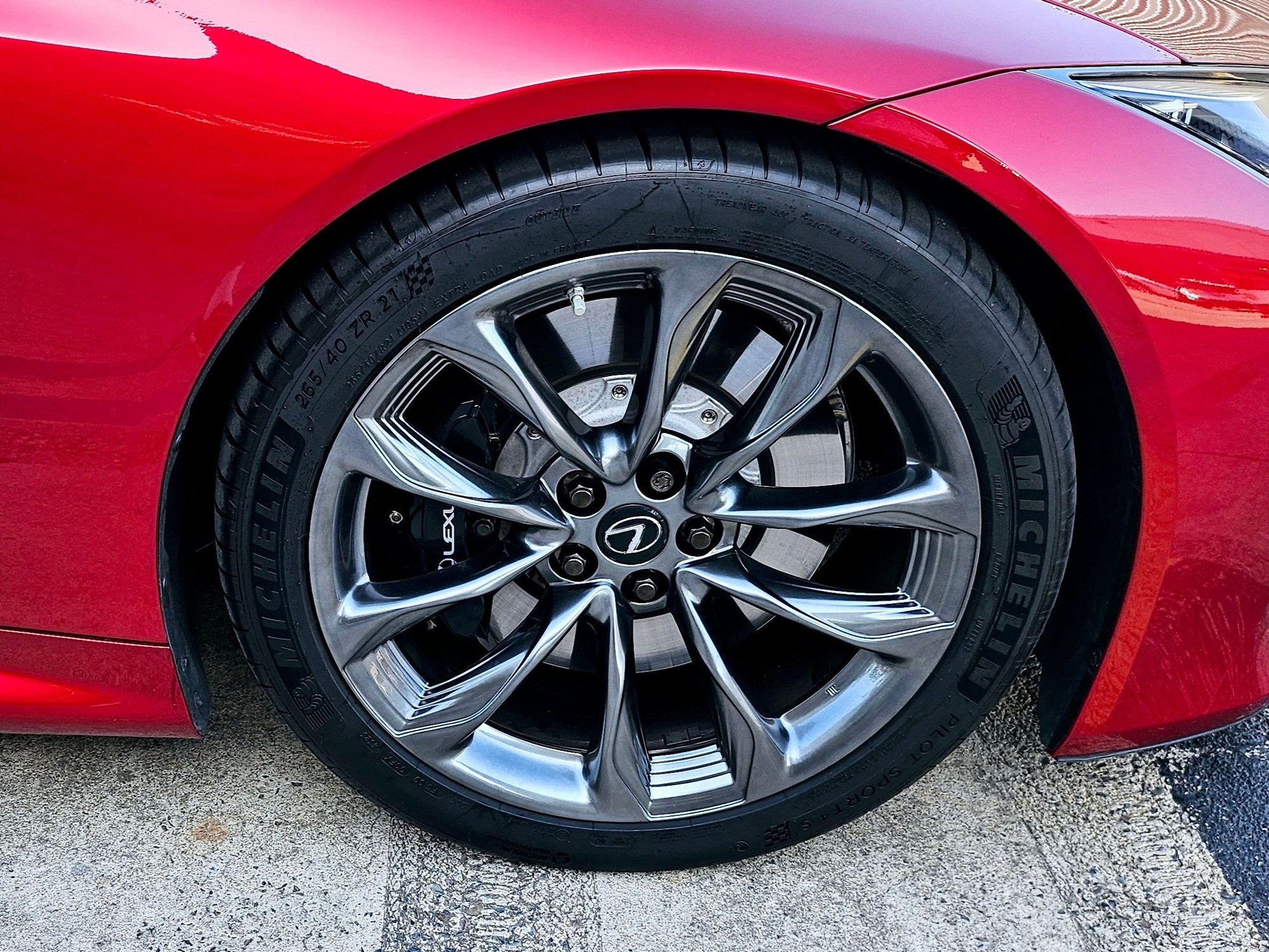 Stock wheels in Gunmetal after kerb rash removal. 