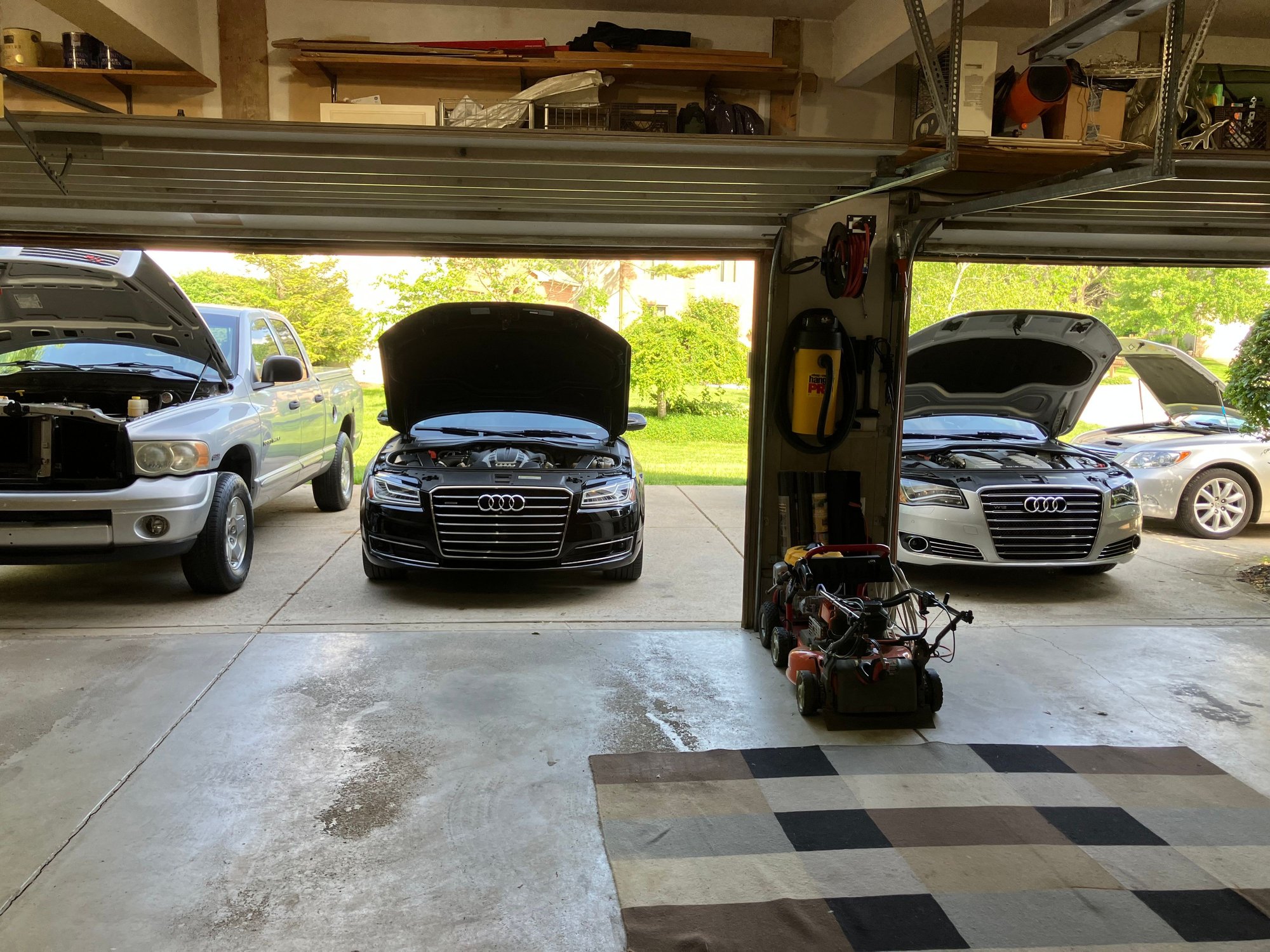 Cleaning the garage and washing the whole home fleet, probably also going to swap my new headlights into my truck. 