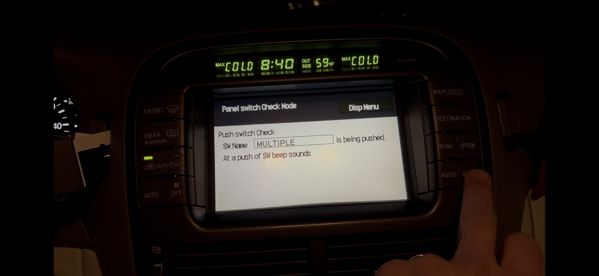 Screen confirming communication jam