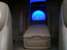 Took the the ski door off, and placed blue LEDs right by the woofer.  Looks pretty cool at night.