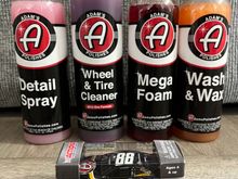 16 FL OZ bottles of car wash products and complimentary matchbox nascar for spending over $25.