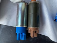 So I am having an issue finding the correct fuel pump also. The one on the right is the OEM one from the car. The blue one is the Delphi aftermarket part, as you can tell the nozzle on the Delphi is much longer and would not fit in the plastic housing in place of the old one, I returned that one and got what seemed to be a smaller pump made by Import Direct and that one was also longer than the OEM one. So I have ordered the VIN matching OEM pump from Lexus and hopefully it matches up. 