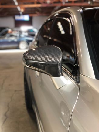 Installed my carbon mirror caps and had my friend clear bra my bumper and mirrors 
