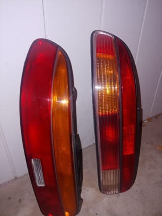The two compared side by side. '92 on the left, and '96 on the right. Personally I prefer the look of the '92 and I'm going to mount these on my car tonight or tomorrow hopefully. If I can locate a definitive answer on what to do with the extra light without throwing a 'taillight' code.