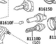 T-3-1/4 (81610F) bulb plugs into stalk mounted socket (81615D)