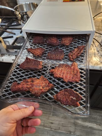 Cold smoked for 4 hrs and then in the dehydrator for 6.