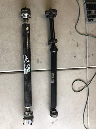 I have CF driveshaft from DSS (left) installed on my Cayenne GTS.




