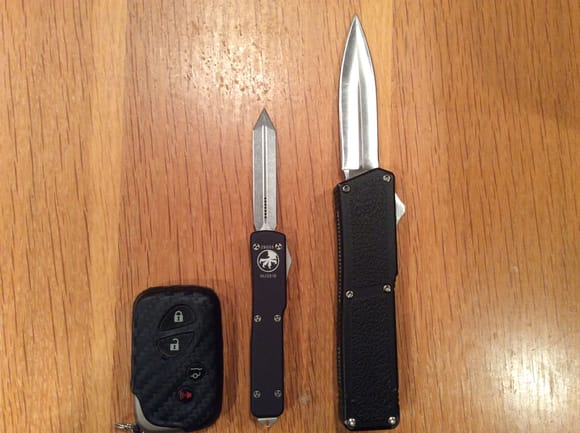 The cheap OTF was nice, but I needed something comfortable in the pocket when bending down with jeans or shorts. The Microtech UTX70 works well for me. After carrying the larger OTF, I miss the power along with intimidation if I have to use this for protection.