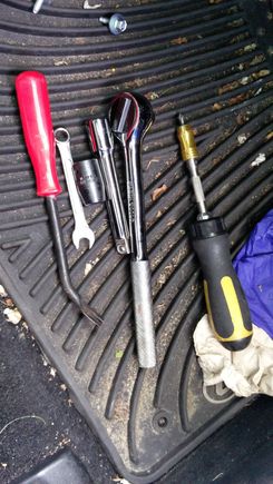 Here are the tools I used. i believe that is a 10mm wrench, you may need an extension just in case.