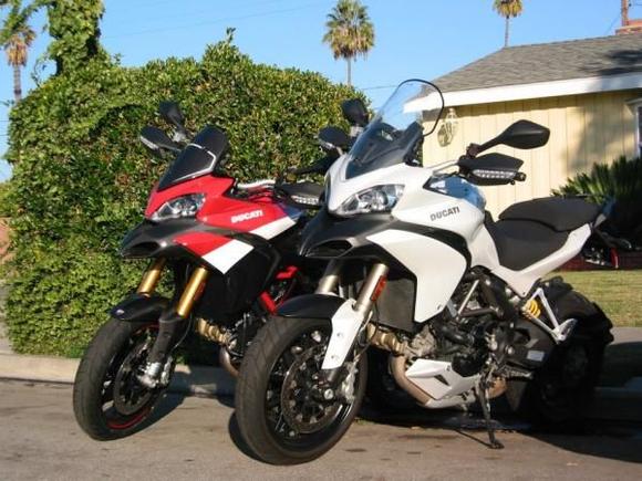 My white Multistrada with Brian's PPE.