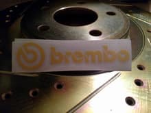 close up of Brembo decal