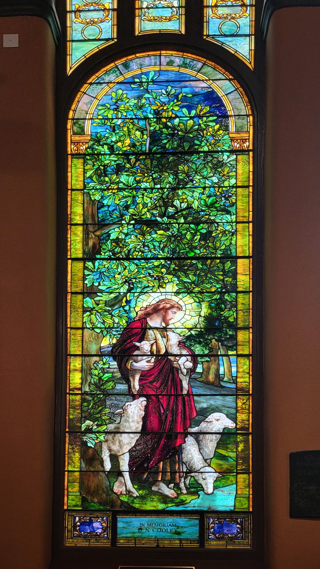 Tiffany Stained Glass window in St Lukes United Methodist Church.  The First Church in Iowa.