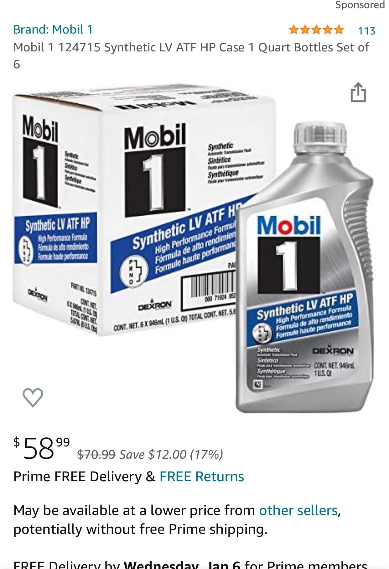 is Mobil 1™ Synthetic LV ATF HP compatible with dexron VI ATF?