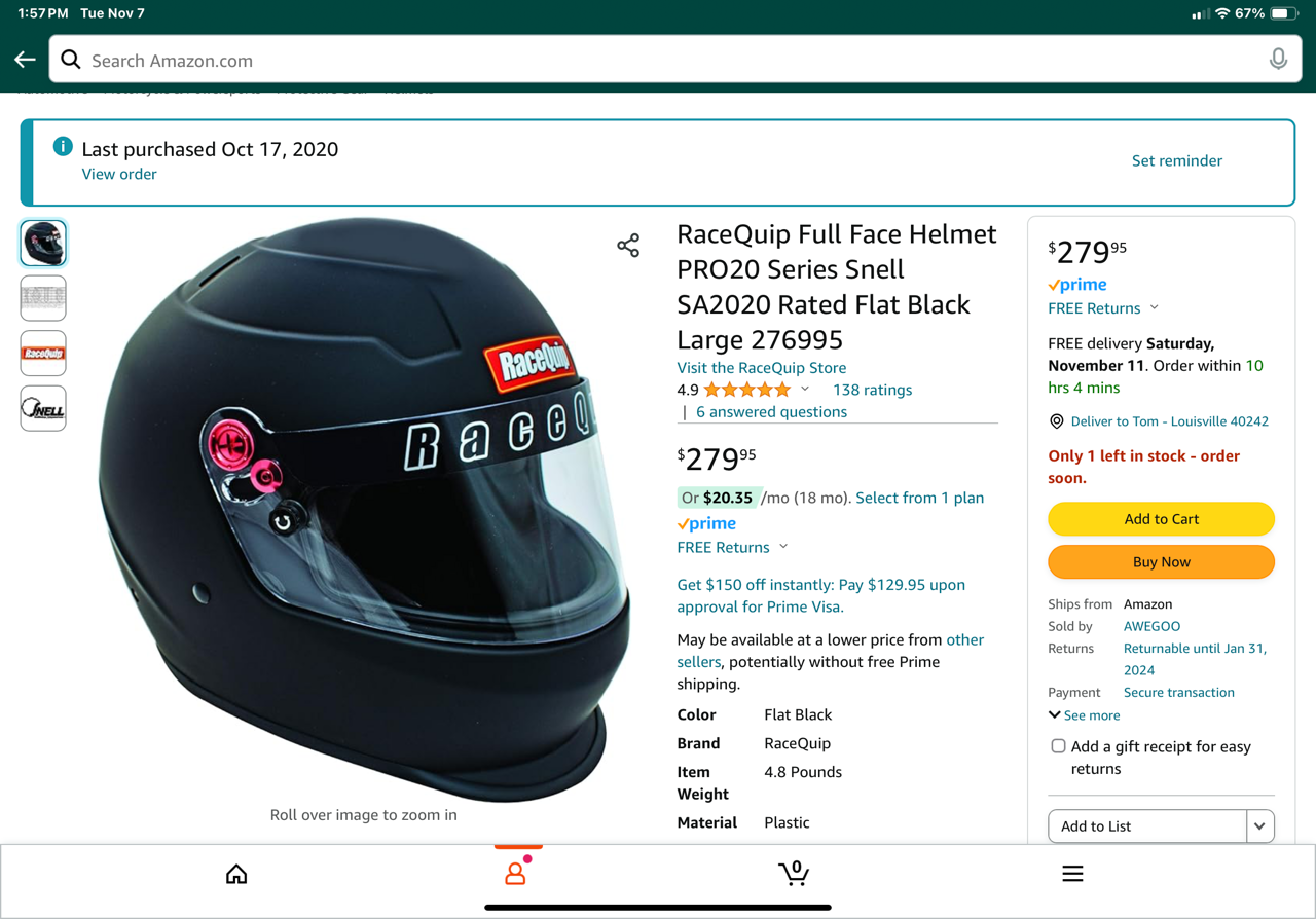 For Sale RaceQuip SA2020 Helmet CorvetteForum Chevrolet Corvette Forum Discussion