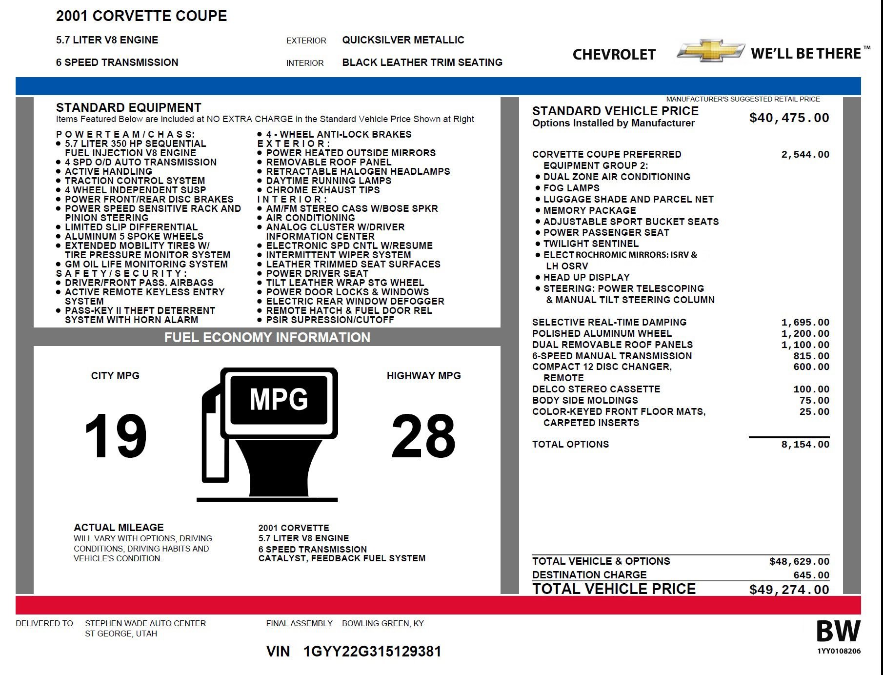 window sticker CorvetteForum Chevrolet Corvette Forum Discussion