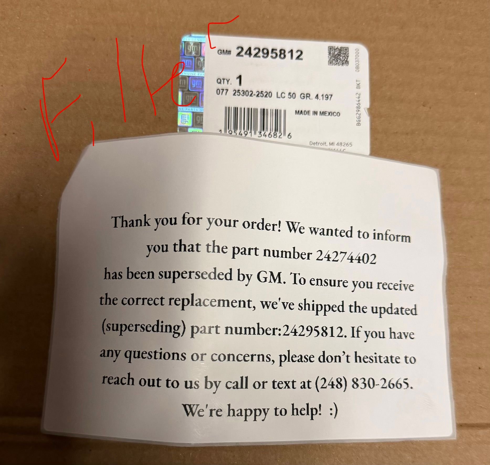 New part number for A8 filter that fit my 2015