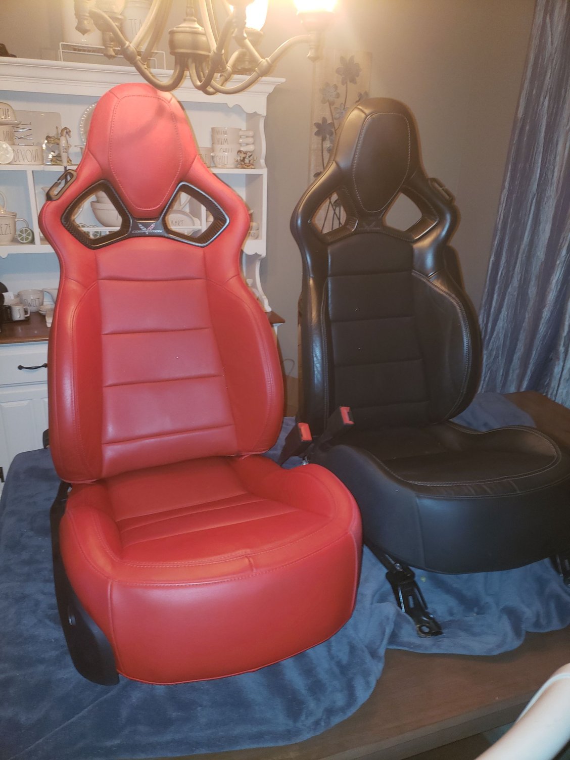 C7 Adrenaline Red Competition seats installed. CorvetteForum